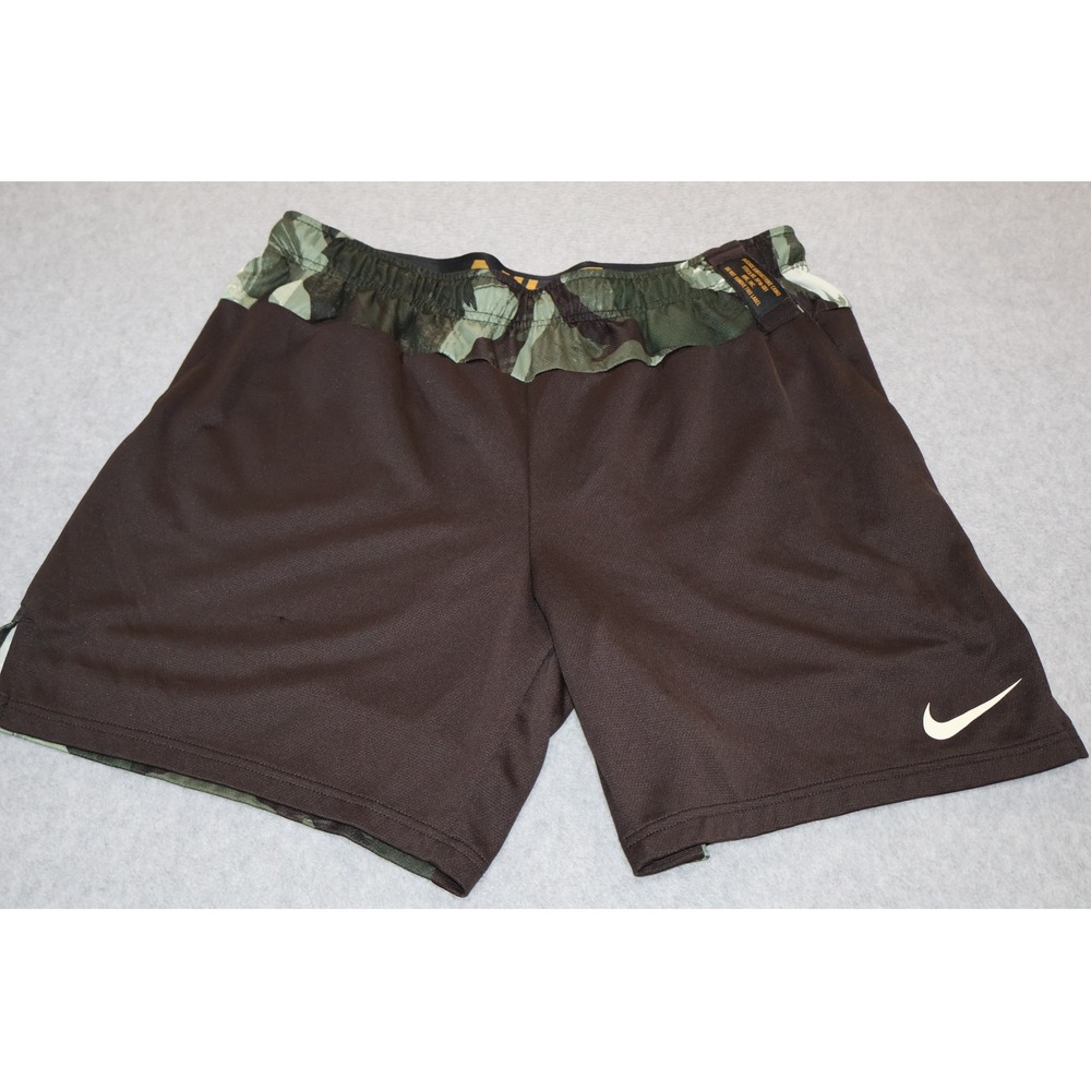 Nike Shorts Mens XL Brown Cascade Brushstroke Green Camo Dri-Fit Mesh Gym **